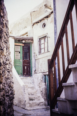 Paros doorway, white steps,